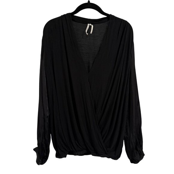Anthropologie Kesia Surplice Black Blouse Size M - Picture 1 of 10